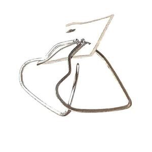 Y2K Heart Hoop Earrings Large 2" Silver Hip Disco Date Pierced Retro Boho